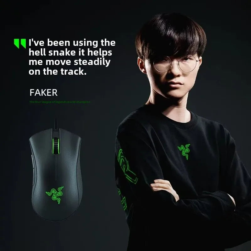 🐍 Razer DeathAdder Essential — Wired Gaming Mouse 6400 DPI • 5 Programmable Buttons • Ergonomic Design • For PC & Laptop ⚡🎮