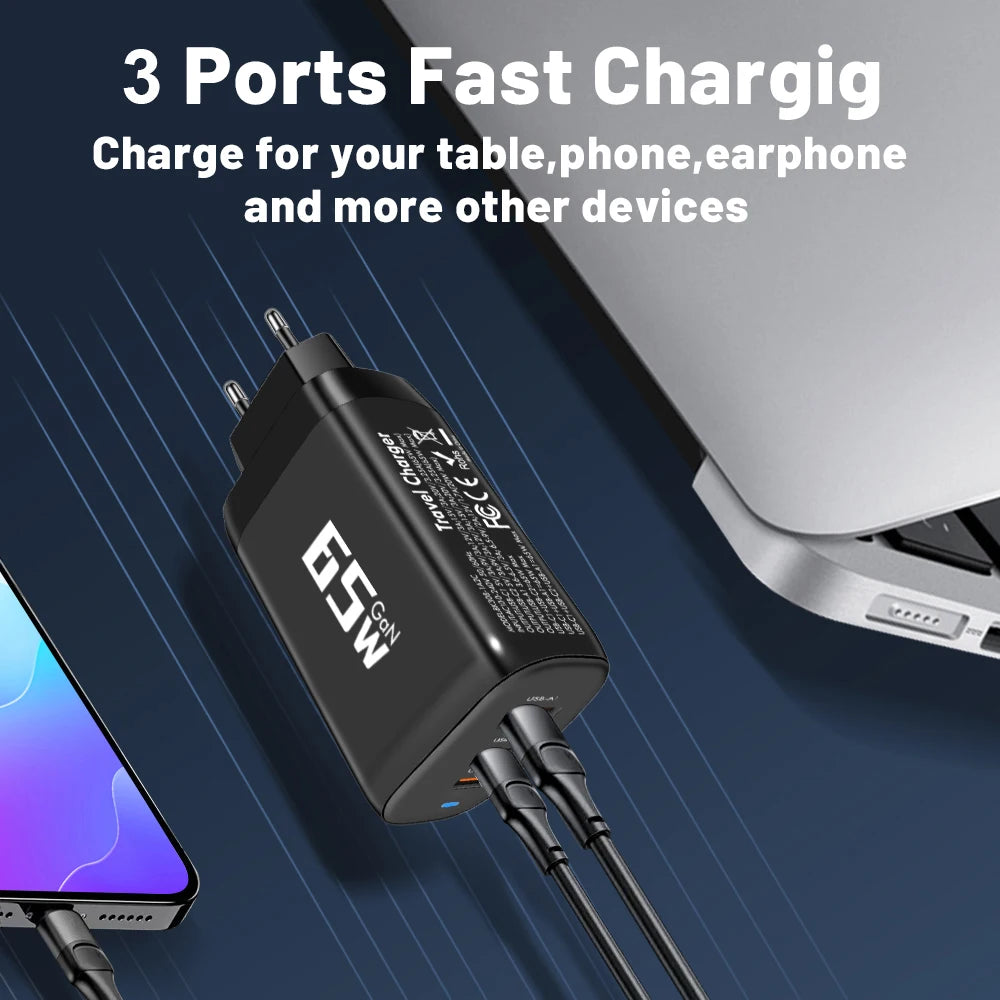 ⚡ 85W GaN USB Type-C Charger QC3.0 PPS PD – Για iPhone, MacBook, Samsung & Laptop