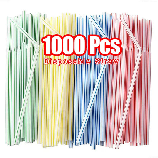 🥤🌈 Plastic Drinking Straws – Πολύχρωμα Καλαμάκια 50-1000PCS ✨ Ιδανικά για Party, Γάμους & Καθημερινή Χρήση