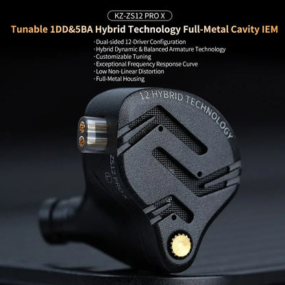 🎧🔥 KZ ZS12 PRO X – Hybrid In-Ear Monitor Ακουστικά 1DD+5BA με HiFi Ήχο & Noise Cancelling 🎶
