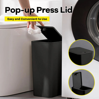 🗑️✨ Bathroom Trash Can 10L με Press Top Lid – Slim & Modern Design