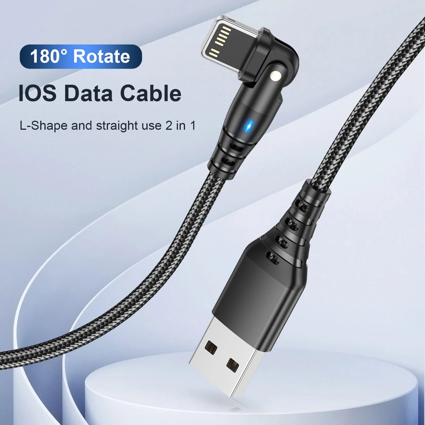 🔌 Rotatable USB Fast Charging Cable για iPhone – Γρήγορη Φόρτιση & Μεταφορά Δεδομένων ⚡📱