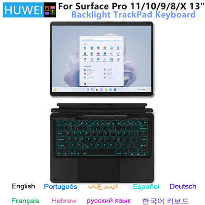 💻✨ Bluetooth Backlit Keyboard με TouchPad – Για Microsoft Surface Pro 8 / 9 / 10 / 11 / X ✨💻