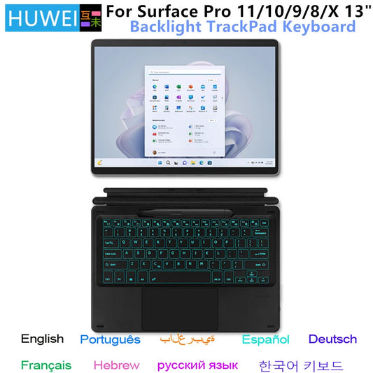 💻✨ Bluetooth Backlit Keyboard με TouchPad – Για Microsoft Surface Pro 8 / 9 / 10 / 11 / X ✨💻
