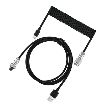 Coiled Keyboard Cable Type-C to USB-A with Detachable Metal Aviator