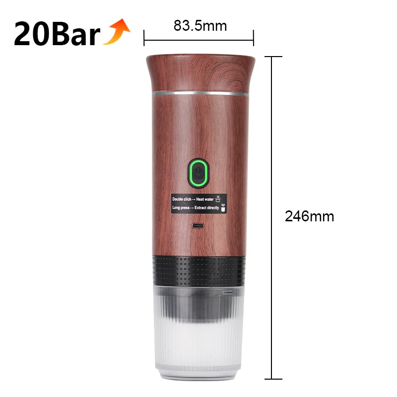 ☕🚗 Wireless Electric Portable Espresso Coffee Machine – 3 σε 1 Καφετιέρα Κάψουλας & Αλεσμένου Καφέ για Σπίτι, Αυτοκίνητο & Camping