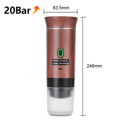 ☕🚗 Wireless Electric Portable Espresso Coffee Machine – 3 σε 1 Καφετιέρα Κάψουλας & Αλεσμένου Καφέ για Σπίτι, Αυτοκίνητο & Camping