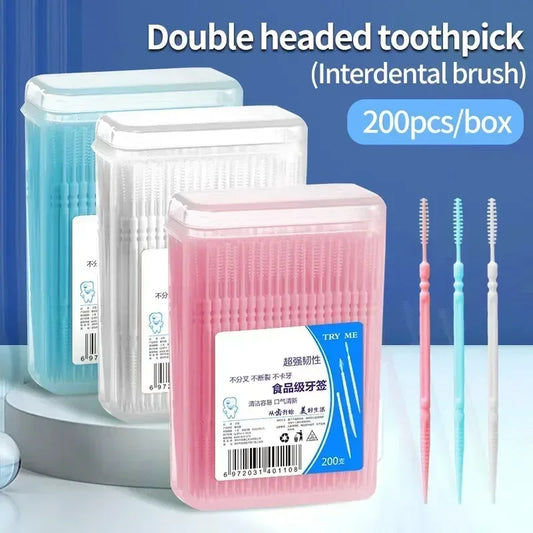 🦷✨ Portable Ultra Fine Toothpick – Διπλής Κεφαλής Οδοντογλυφίδες σε Οικογενειακή Συσκευασία (200τμχ) 🎯