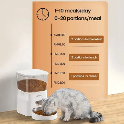 🐱 ROJECO 2L Smart Automatic Cat Feeder | Αυτόματος WiFi Διανομέας Τροφής για Γάτες & Μικρούς Σκύλους | Με Χρονοδιακόπτη & Έλεγχο μέσω Εφαρμογής