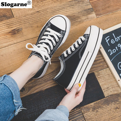 👟💖 Γυναικεία Canvas Sneakers με Κρυφό Τακούνι & Παχιά Σόλα 4.5CM 💖👟
