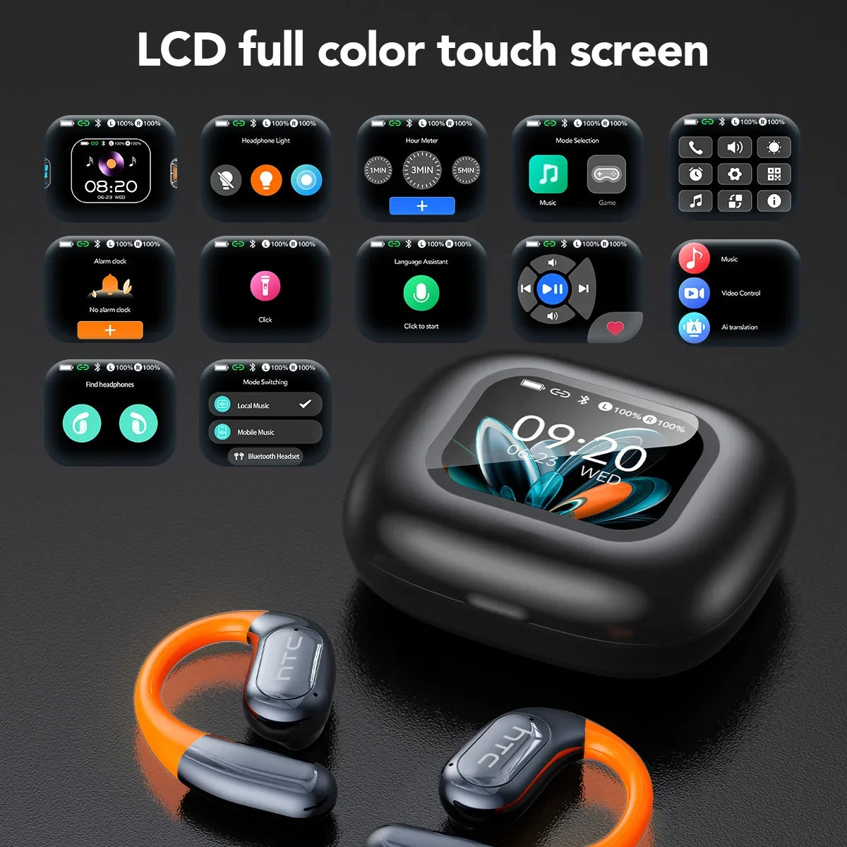 🎧✨ HTC NE27 Wireless Earbuds με AI Translator & LED Earhook 🚀🔊