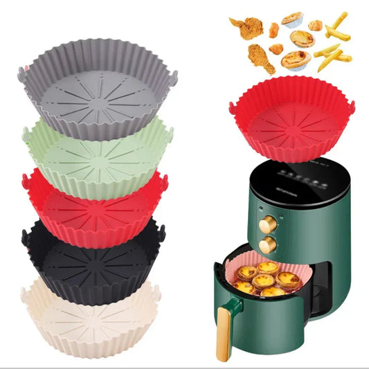 🍟 Σκεύος Σιλικόνης για Air Fryer με Λαβές – Αντικολλητικό, Επαναχρησιμοποιήσιμο & Ανθεκτικό | Ιδανικό για Ψήσιμο & Grill