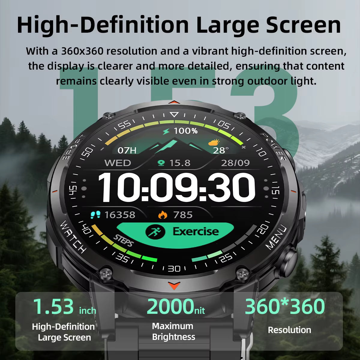 Military Smartwatch με 1400mAh Μπαταρία & Bluetooth Calling