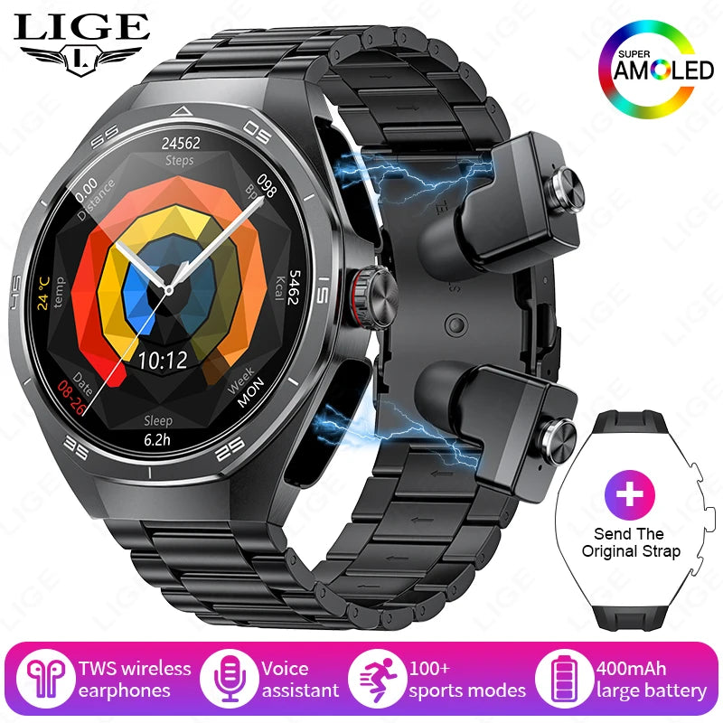 ⌚ LIGE NFC Smart Watch με Ενσωματωμένα Bluetooth Ακουστικά | Κλήσεις, Καρδιακός Ρυθμός, Οξυγόνο, Μουσική & Voice Assistant