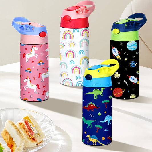 🧸 12OZ/350ml Cartoon Thermos Cup | Παιδικό Θερμός Ανοξείδωτο Ατσάλι με Σχέδια & Φορητό Καπάκι