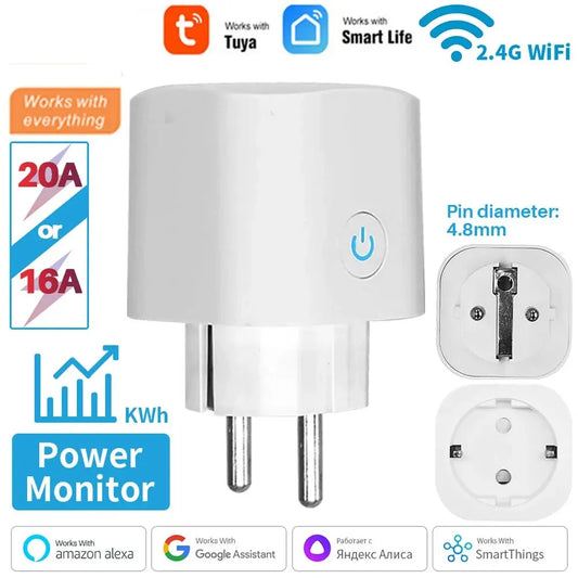 🔌📱 Smart Plug WiFi Socket EU 16A/20A – Έξυπνη Πρίζα με Power Monitor, Timer & Voice Control ⚡ Συμβατή με Alexa & Google Home (Tuya Smart Life App)