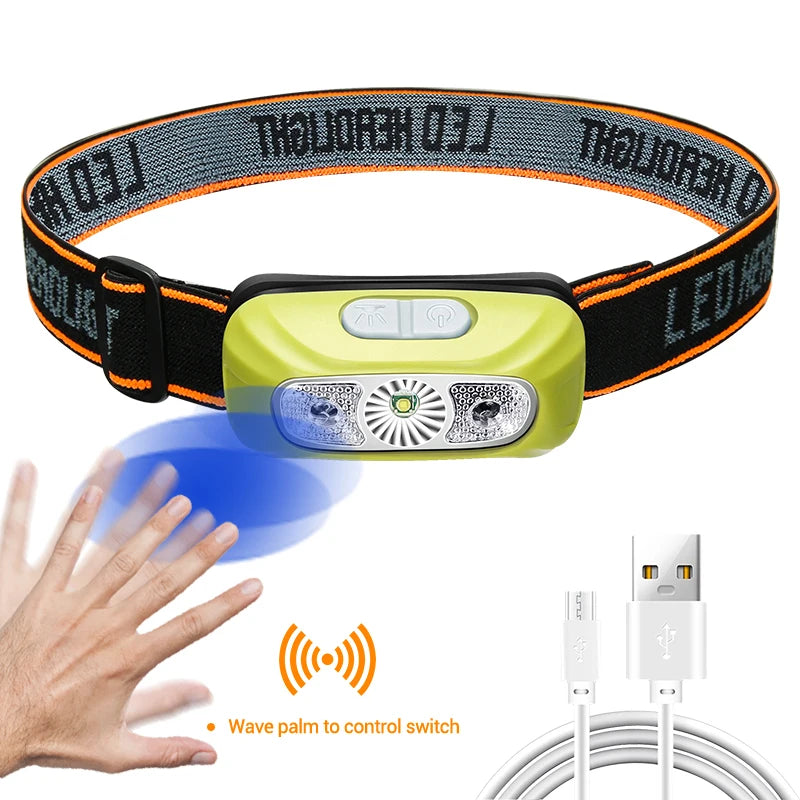 🔦🎣 Mini Επαναφορτιζόμενος Αισθητήρας Headlamp – Ιδανικός για Camping & Ψάρεμα