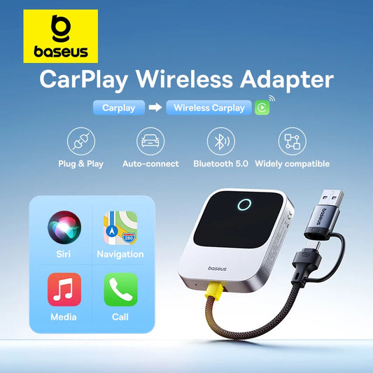 🚗📲 Baseus Wireless CarPlay Adapter – Wired to Wireless Converter (Plug & Play)