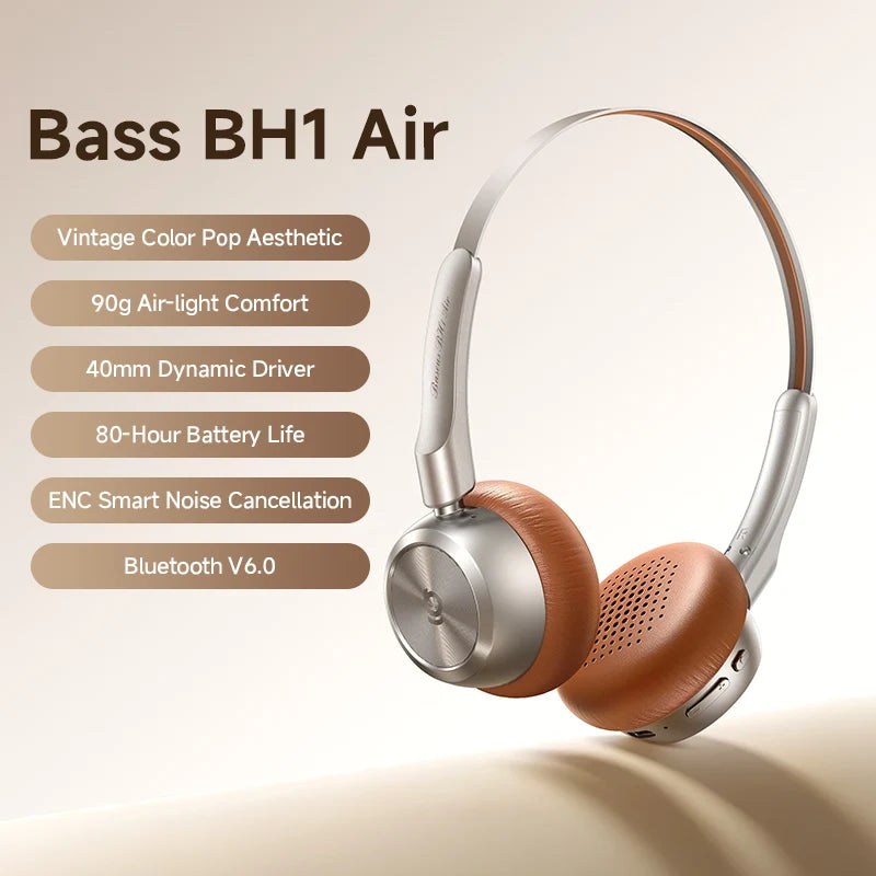 Baseus BH1 Air Wireless Headphones με Bluetooth 6.0, ENC Noise Cancellation & 80h Αυτονομία