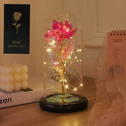 🌹✨ LED Enchanted Galaxy Rose – Αιώνιο Τριαντάφυλλο με Φωτάκια σε Γυάλινο Θόλο