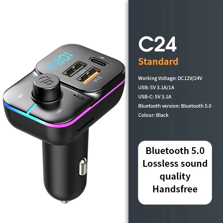 🚗 Bluetooth 5.0 FM Transmitter για Αυτοκίνητο – Handsfree Κλήσεις, MP3 Player & Γρήγορη Φόρτιση 22.5W