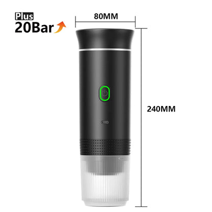 ☕🚗 Wireless Electric Portable Espresso Coffee Machine – 3 σε 1 Καφετιέρα Κάψουλας & Αλεσμένου Καφέ για Σπίτι, Αυτοκίνητο & Camping