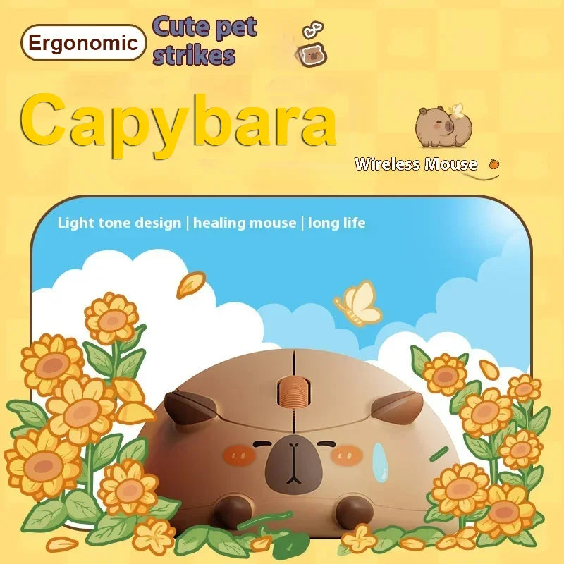 🐹 Cute Capybara Wireless Mouse – Ασύρματο, Αθόρυβο, 1200DPI με USB Receiver 💖 Το πιο χαριτωμένο ποντίκι για γραφείο, δώρο ή καθημερινή χρήση!