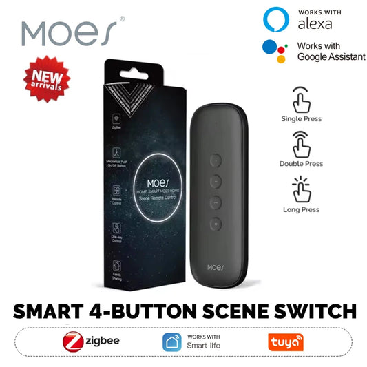 🔘 Tuya ZigBee Smart Scene Switch – 4 Κουμπιά | Ασύρματο | 12 Σενάρια | Αυτοματισμοί Smart Home