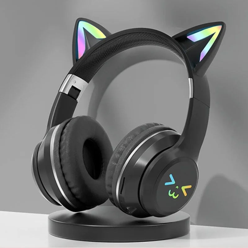 🎧 Ασύρματα Ακουστικά Cat Ear RGB – LS Original Bluetooth 5.3 Headset | Με Μικρόφωνο, LED Φωτισμό & Ενσύρματη/Ασύρματη Λειτουργία