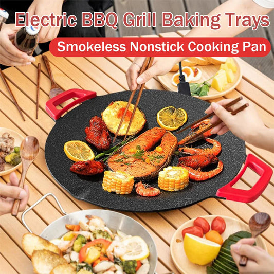 🔥🍳 Ηλεκτρικό Τηγάνι & BBQ Grill – Για Ψήσιμο, Τηγάνισμα & Μαγειρική Χωρίς Καπνό! 🍳🔥  Electric Frying Pan / BBQ Grill / Baking Tray