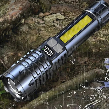 🔦 High Power LED Flashlight – Επαναφορτιζόμενος Φακός με COB Πλευρικό Φως & Type-C Charging