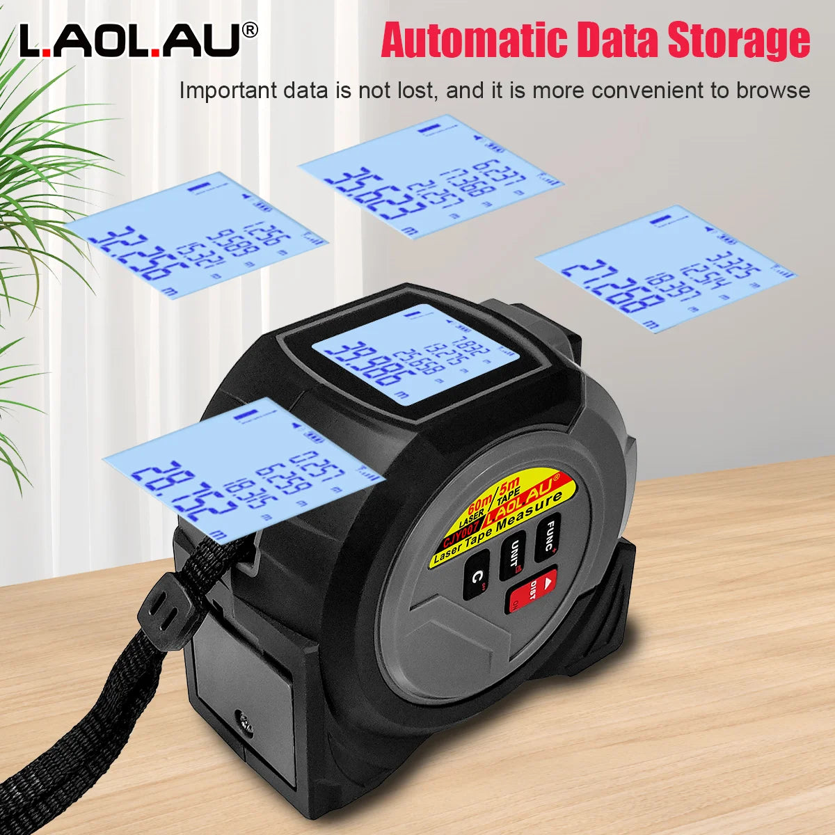 📐🔦 3-in-1 Laser Distance Meter & Measuring Tape 5m – Digital Distance Measurer with Laser Cross and Magnet 🔦📐