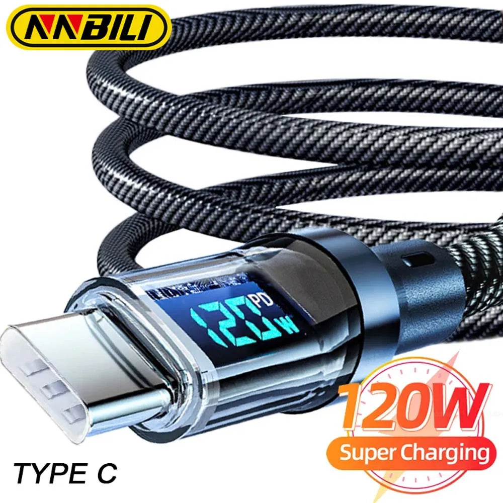 ⚡🔌 NNBILI 120W Type-C Cable – Super Fast Charging με LED Οθόνη