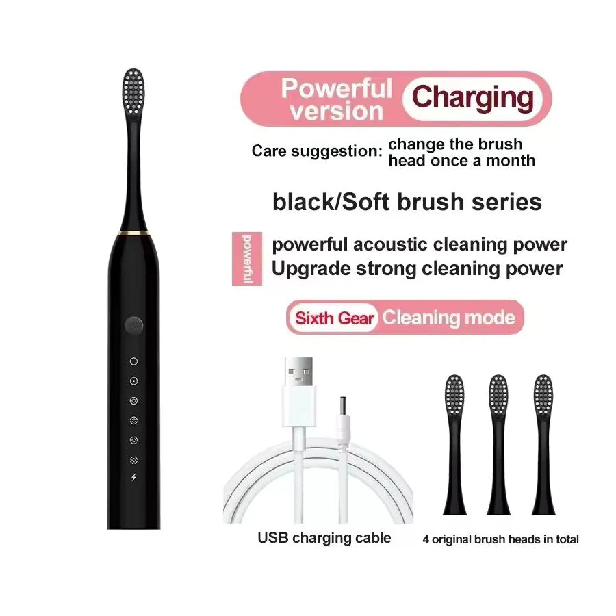 🪥 Electric Ultrasonic Toothbrush X3 – 6 Ταχύτητες | USB Φόρτιση | Αδιάβροχη | Για Ενήλικες & Ζευγάρια