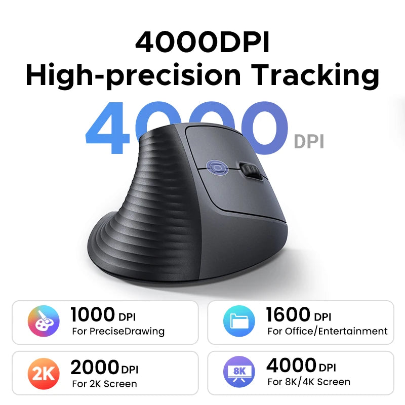 🖐️ UGREEN Vertical Wireless Mouse Ergonomic Design • 2.4G Wireless • 4000 DPI • 6 Silent Buttons – For MacBook, Laptop & PC 🖱️✨