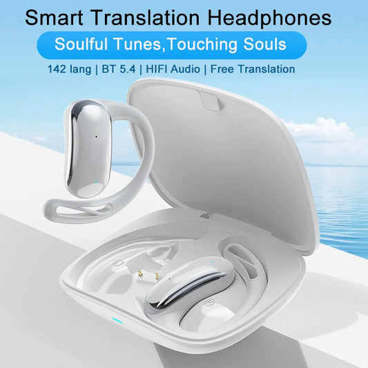 🎧 T25 Intelligent Voice Translation Earphones – 142 Γλώσσες | Real-Time AI Μετάφραση | Bluetooth 5.4
