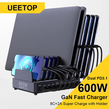 ⚡🔌 Ueetop 600W Multi USB Fast Charger – 10 Θύρες GaN PD 3.1 Charging Station ⚡
