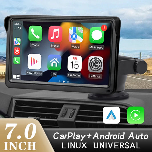 🚗📱 Hippcron 7’’ Car Multimedia Player – Φορητό Touch Screen με Wireless CarPlay & Android Auto, Bluetooth 5.0 & Κάμερα Οπισθοπορείας 🎶🎥