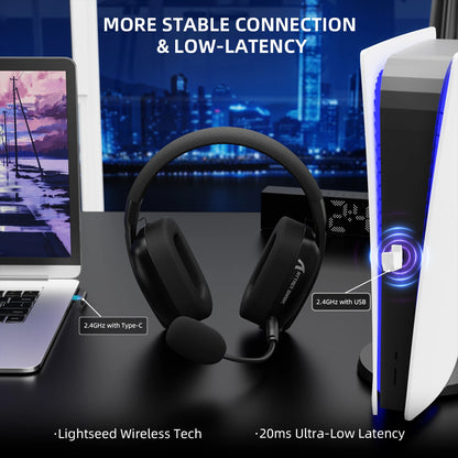 🎧 ATTACK SHARK L80PRO Wireless Gaming Headset | 2.4GHz + Bluetooth + 3.5mm | Dual Mic System | 7.1 Surround | Ultra-Light 203g | For PC / PS / Xbox / Switch / Mac