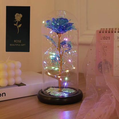 🌹✨ LED Enchanted Galaxy Rose – Αιώνιο Τριαντάφυλλο με Φωτάκια σε Γυάλινο Θόλο