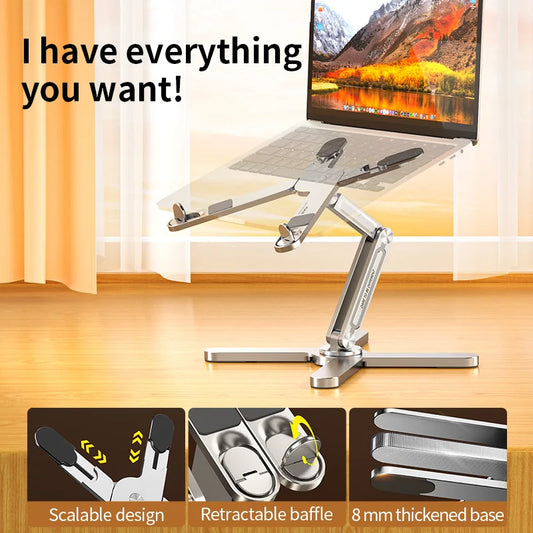 💻🔄 Foldable 360° Rotating Laptop Stand – Αλουμινένια Αναδιπλούμενη Βάση με Ψύξη 🎯