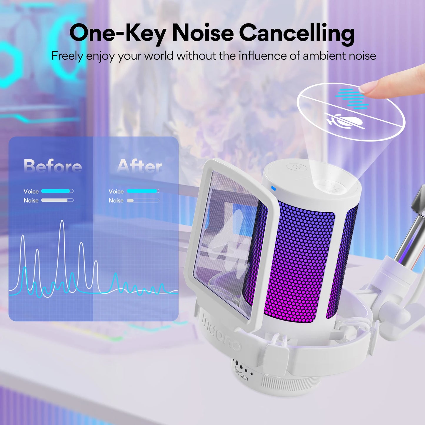 🎤🌈 Maono Gamerwave DGM20S – USB RGB Gaming Microphone με Noise Canceling ⚡