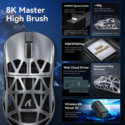 ⚔️ Attack Shark R2 Wireless Gaming Mouse – 8K Polling, 42.000 DPI, Magnesium Alloy 🖱️🔥 Hyperlight. Hyperspeed. Hyper-Precision. Το ultimate competitive mouse είναι εδώ.