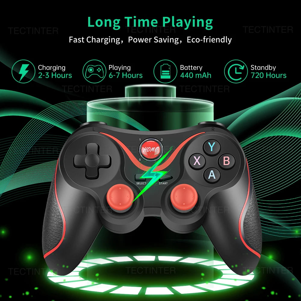 🎮 Terios T3/X3 Ασύρματο Bluetooth Gamepad | Universal Controller για PS3, Switch, Android, iOS & PC | Turbo, Δόνηση & 6-Axis Gyroscope