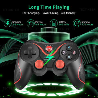 🎮 Terios T3/X3 Ασύρματο Bluetooth Gamepad | Universal Controller για PS3, Switch, Android, iOS & PC | Turbo, Δόνηση & 6-Axis Gyroscope