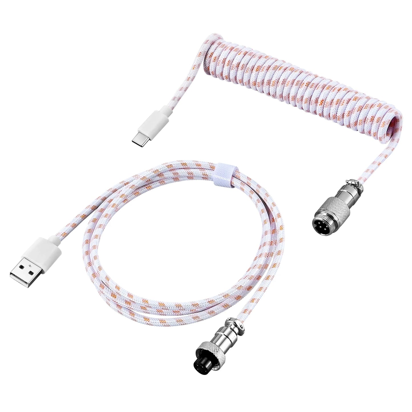 Coiled Keyboard Cable Type-C to USB-A with Detachable Metal Aviator