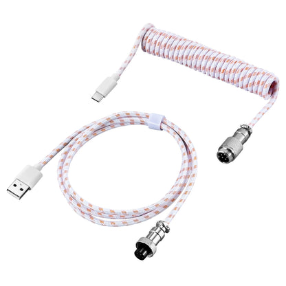 Coiled Keyboard Cable Type-C to USB-A with Detachable Metal Aviator