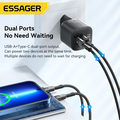 ⚡ Essager 20W GaN USB Type C Charger – PD & QC 3.0 Γρήγορος Φορτιστής