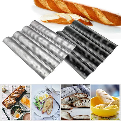 🥖 Αντικολλητική Διάτρητη Φόρμα Ψωμιού & Μπαγκέτας – Carbon Steel | 2/3/4 Θέσεων για Γαλλικό Ψωμί & Τοστ