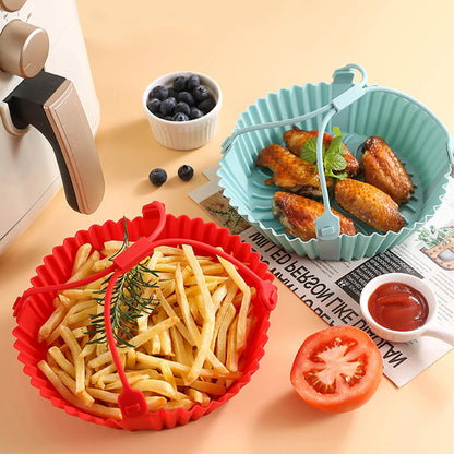 🍟 Επαναχρησιμοποιήσιμο Σκεύος Σιλικόνης για Air Fryer με Λαβές – Αντικολλητικό, Ανθεκτικό & Πλένεται στο Πλυντήριο | Oven & Grill Mat